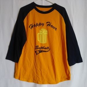 Happy Hour softball raglan shirt baseball XL